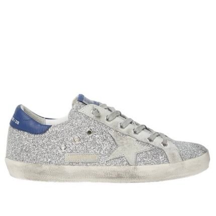 Golden Goose Deluxe Brand Metallic Superstar Silver Glitter Navy