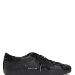 Golden   Goose   Men's   Super-Star   in   black   nappa   with   black   suede   star   and   heel   tab