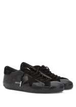 Golden   Goose   Men's   Super-Star   in   black   nappa   with   black   suede   star   and   heel   tab - Image 4