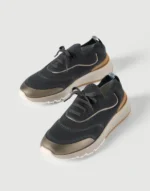 Brunello Cucinelli Techno Cotton Knit Runners With Heat-Bonded Details Night - Image 3