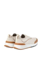Brunello Cucinelli Techno Cotton Knit Runners With Heat-Bonded Details Biege - Image 3