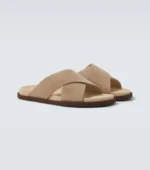 Brunello Cucinelli Biege Suede Crossover Sandals - Image 4