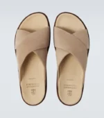 Brunello Cucinelli Biege Suede Crossover Sandals - Image 3