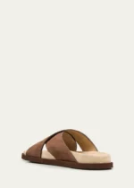 Brunello Cucinelli Brown Suede Crossover Sandals - Image 2