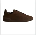 ZEGNA DARK BROWN TRIPLE STITCH™ SECONDSKIN SNEAKERS