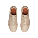 Zegna - Triple Stitch Deerskin Beige Slip On Sneakers - Image 3