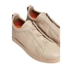 Zegna - Triple Stitch Deerskin Beige Slip On Sneakers - Image 2