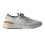 BRUNELLO CUCINELLI Cotton chiné knit sneakers in grey
