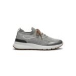 Brunello Cucinelli Techno Cotton Knit Runners With Heat-Bonded Details Silver
