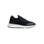 Brunello Cucinelli Techno Cotton Knit Runners With Heat-Bonded Details Navy