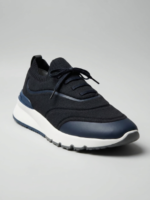 Brunello Cucinelli Techno Cotton Knit Runners With Heat-Bonded Details Navy - Image 2